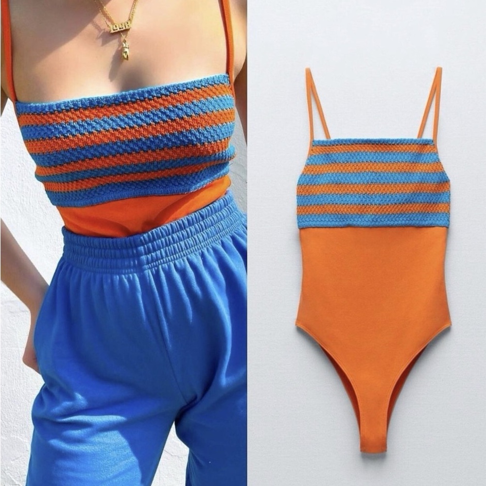 Zara Contrast Crochet Bodysuit